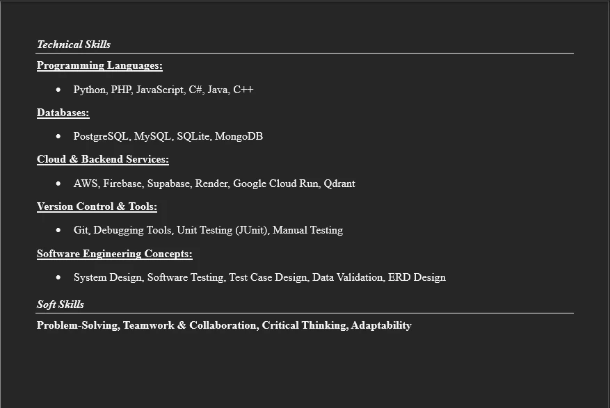 Naj A.D resume — page 2: technical skills and soft skills