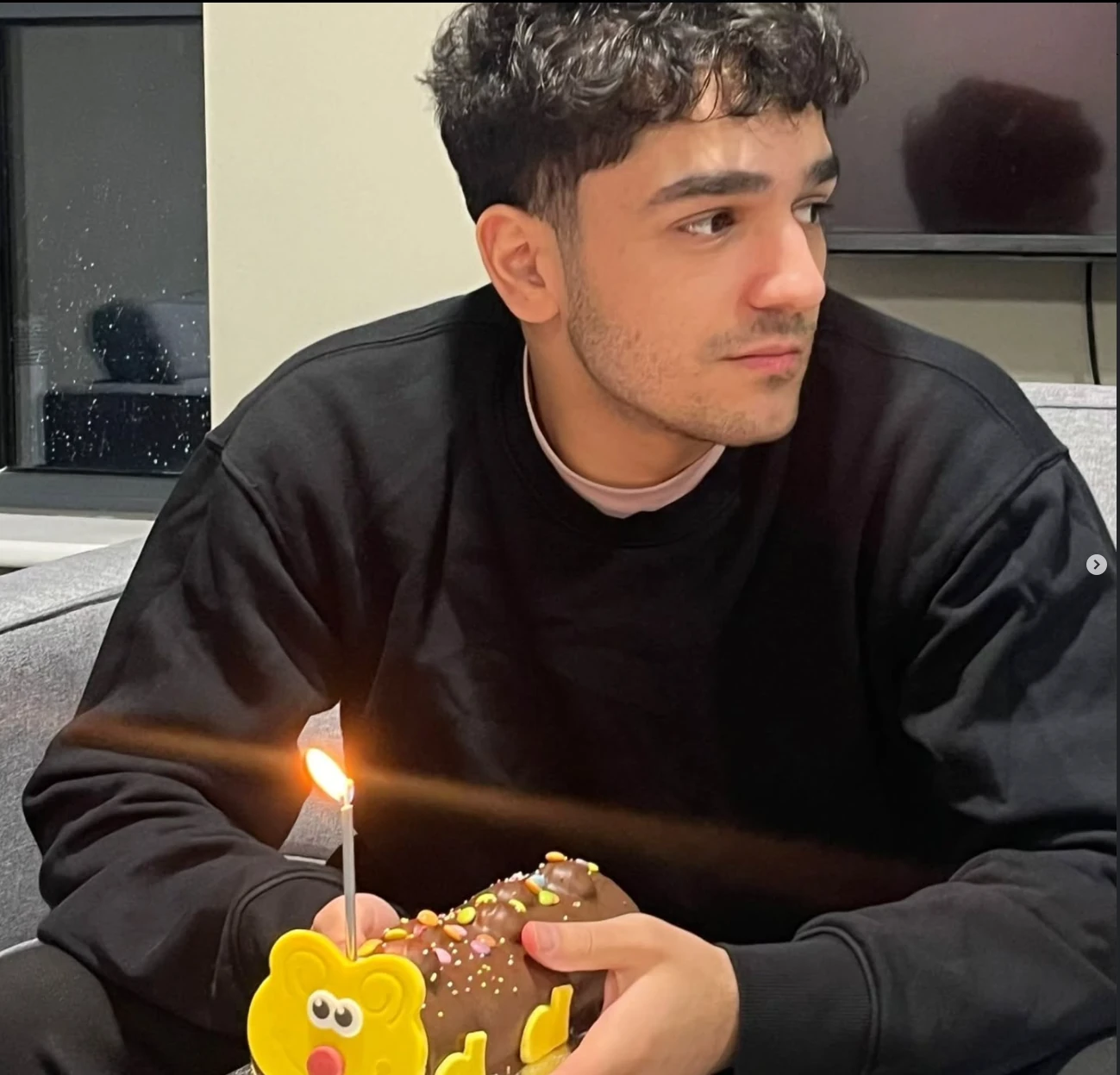 Blowing out a birthday candle